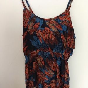 Feather Blue/ Orange Dress w/ruffle bust - Size M